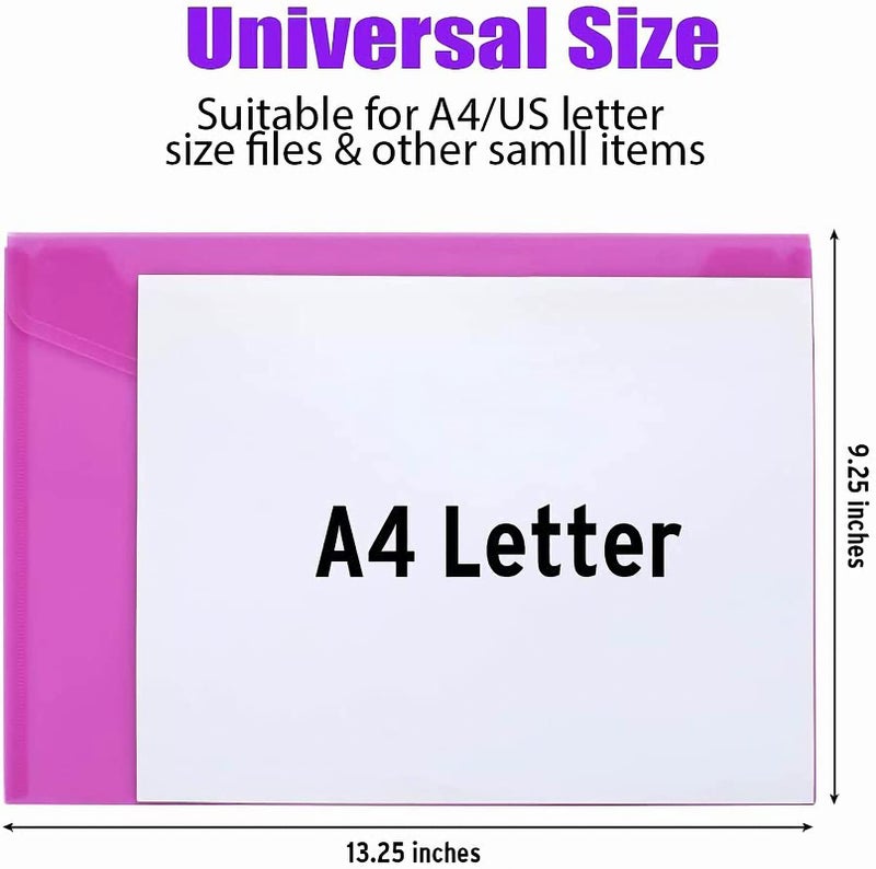 Sooez 48 Pack Plastic Envelopes Poly Envelopes  Clear Document Folders Plastic File Folders US Letter A4 Size File Envelopes with Label Pocket  Assorted Color - Image 5